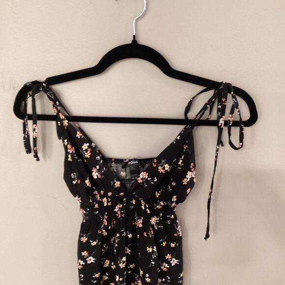 Aqua Boho Chic Black Maxi Dress with Flowers in Size XS. Preloved. - Picture 2 of 4